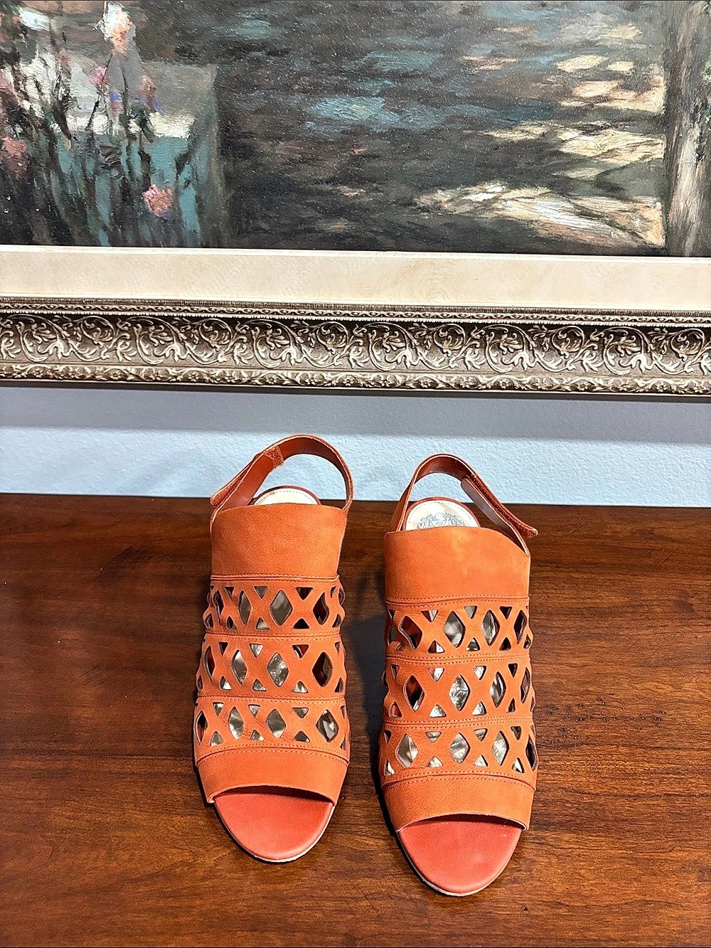 Vince Camuto Deverly Cutout Nubuck Slingback Sandal Orange Heels Size 9.5